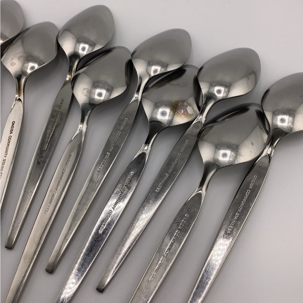 Lot of 11 Oneida Community Stainless Older “Satinique” Teaspoons - Picture 4 of 6